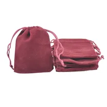 7x9 см бархатные подарочные сумочки на заказ мешочки с завязками упаковочные пакетики для украшений Свадебные любимые винные красные 2," x 3,5" 50 шт