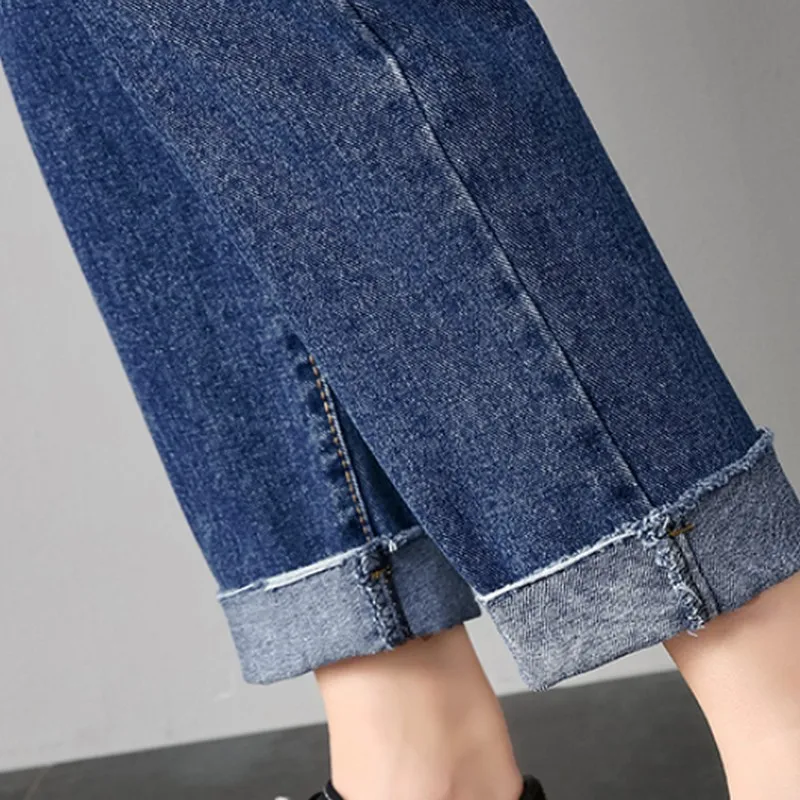 Vintage Ladies Boyfriend Jeans for Women High Waisted Jeans Blue Casual Pencil Trousers Korean Streetwear Denim Pants XL