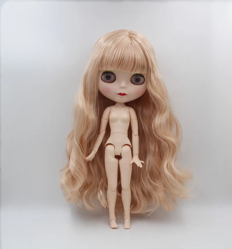 

Blygirl,Blyth doll,light yellow bangs with curly hair, 1/6 nude dolls, 19 joints, a new face shell doll that can make up for her