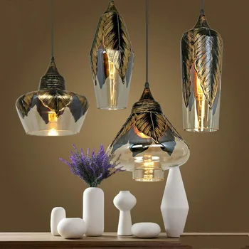 

Nordic creative retro idyllic glass chandelier living room bedroom study bar personality simple LED chandelier LU808958