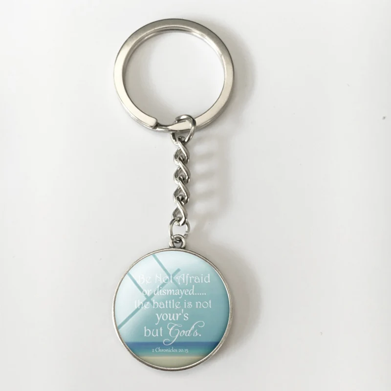 SUTEYI Bible Quote Locket Key Chains Faith Bible Glass Cabochon Pendant