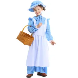 Детский карнавальный костюм пионера на Хэллоуин для девочек; Детский костюм пилигрима; костюм для ролевых игр; наряд для костюмированной