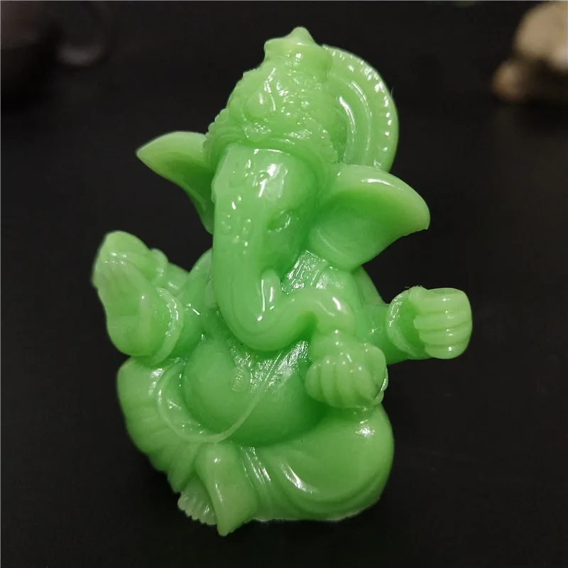 Glowing Man-made Jade Stone Ganesha Buddha Statue Ornaments Elephant God Sculpture Garden Figurines Home Decoration accessories Glowing Man-made Jade Stone Ganesha Buddha Statue Ornaments Elephant God Sculpture Garden Figurines Home Decoration accessories