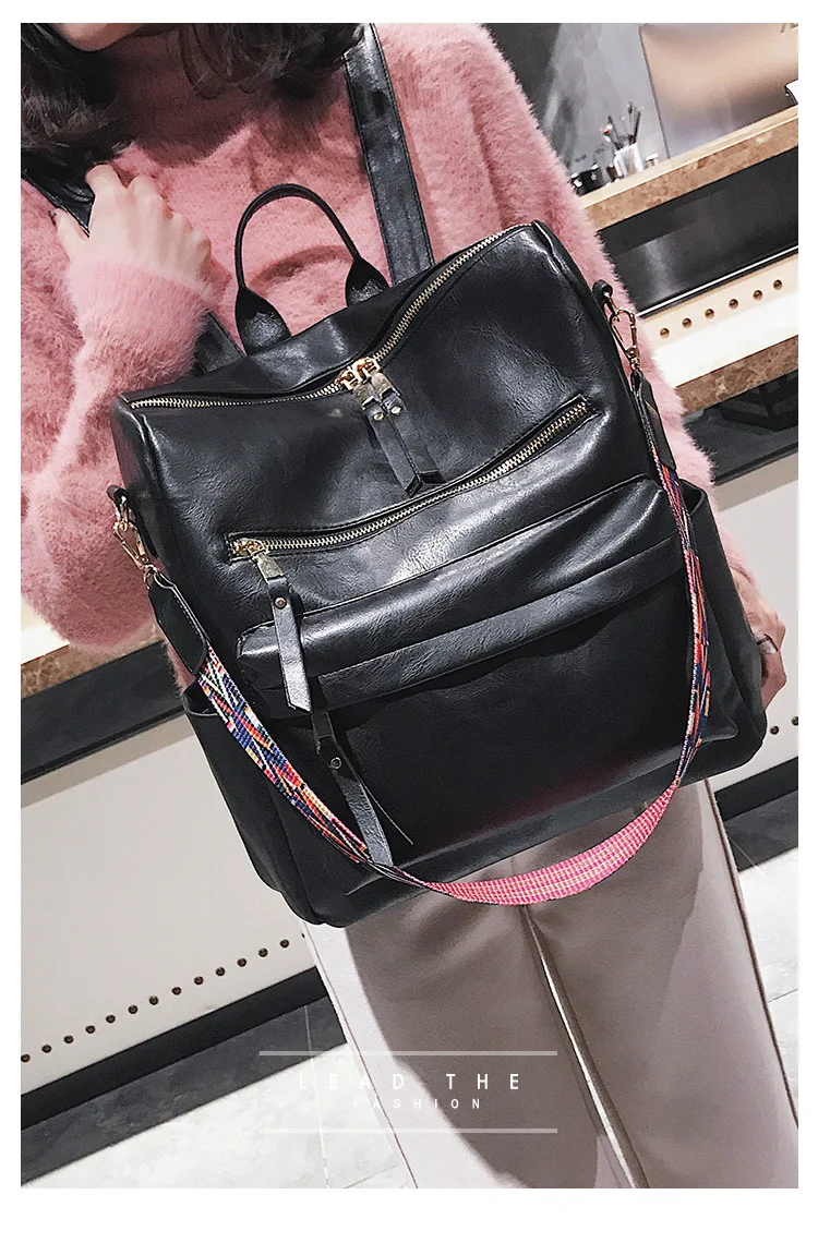 Кожаный рюкзак для женщин 2019 студентов школьная сумка большой рюкзаки многофункциональные дорожные сумки Mochila Розовый Винтаж Back Pack