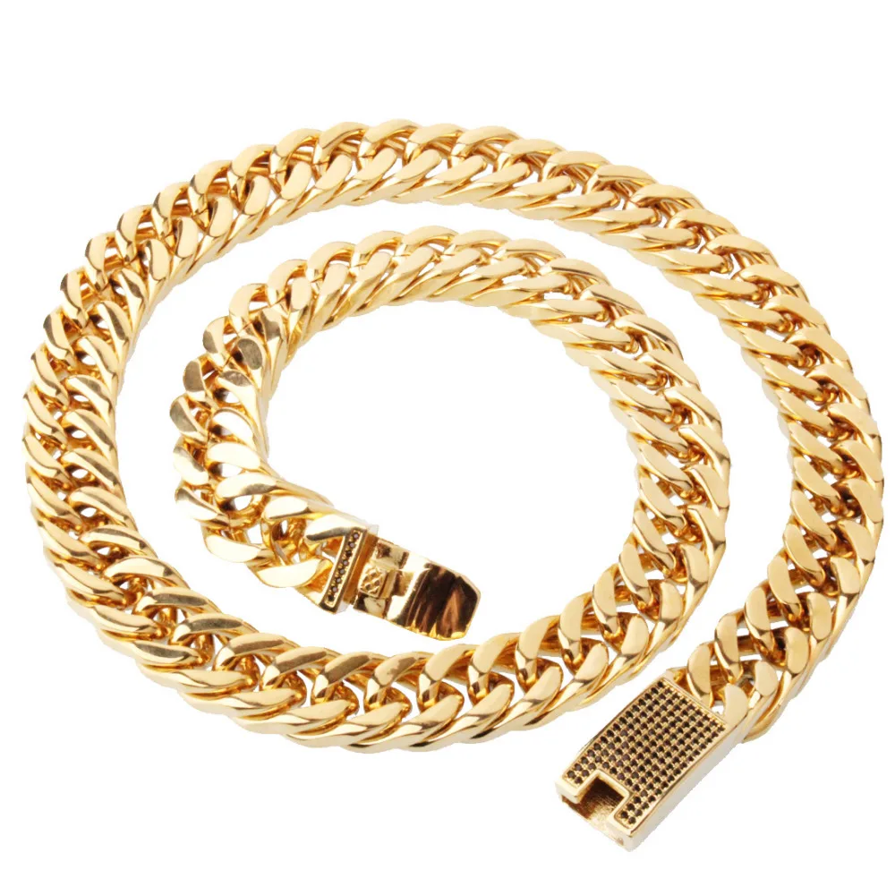 Newest 15mm Double Curb Cuban Link Chain Necklace Or Bracelet Men's ...