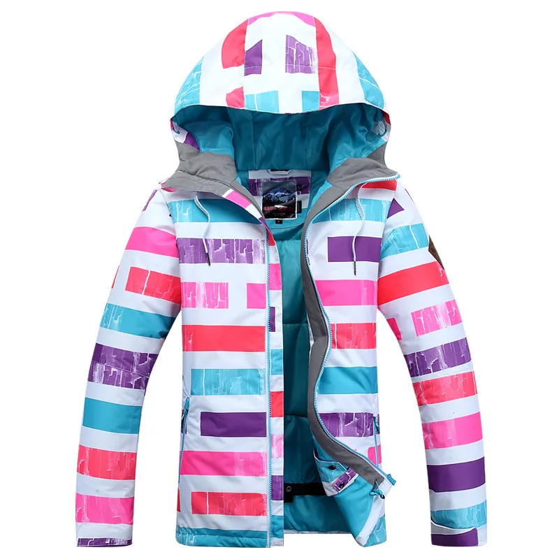 Зимние Лыжный спорт куртка на-30 Водонепроницаемый ветрозащитный дамы теплая одежда уличные зимние сноуборд куртка для женщин - Цвет: Многоцветный