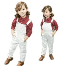 Новинка года; сезон весна-осень; однотонные брюки для девочек; свободные джинсовые комбинезоны для маленьких девочек; одежда для детей; джинсовый комбинезон для девочек; брюки; E417