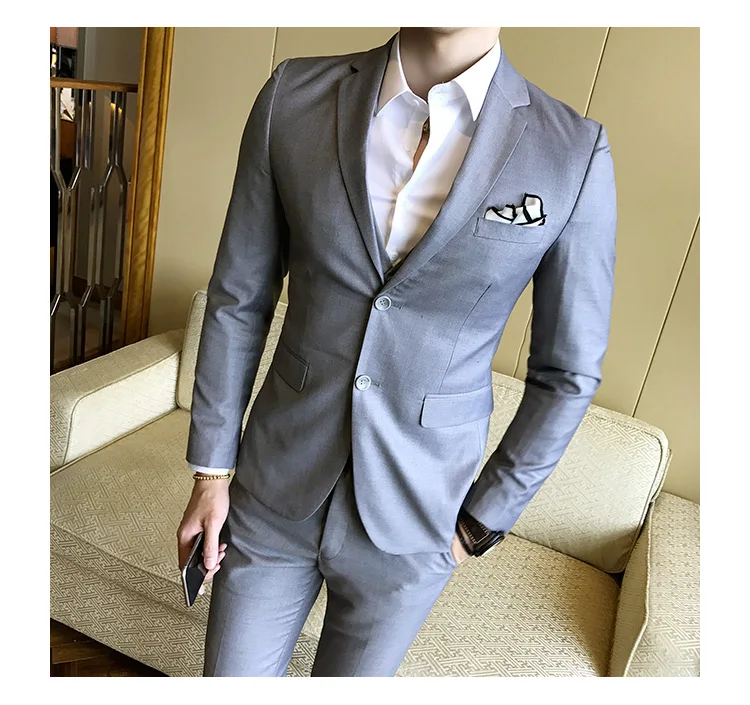 Куртка+ брюки+ жилет) мужской однотонный приталенный костюм из 3 предметов модный бутик мужской свадебный деловой мужской деловой костюм