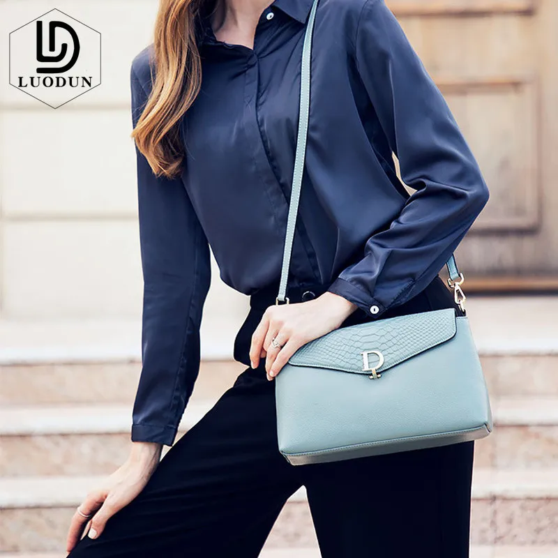

LUODUN 2018 new first layer cowhide snake pattern Multi-functiona Lady Shoulder Bag Fashion Leather Female handbag Messenger Bag