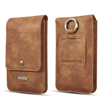 Multifunction 5.2~6.5'' Leather Phone Pouch Bags Hook Loop Belt Clip Case for Samsung Galaxy Note 8 Wallet Bags for iPhone 8 7 6 1