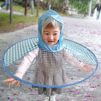 

Foldable Cute Rain Coat UFO Children Umbrella Hat Magical Hands Free Raincoat Outdoor Play Supplies Rainwear children's raincoat