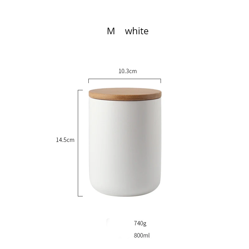 HIPSTEEN герметичный керамический контейнер для хранения специй, контейнер для еды с крышкой, бутылка для кофе, чая, Caddy, кухонный 260 мл, 800 мл - Цвет: White M