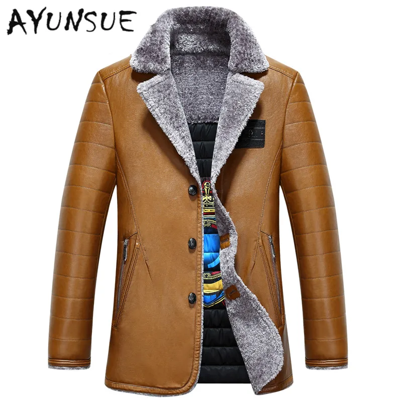 

Blue Yellow Leather Jacket Men Faux Fur Turn-down Collar Mens Coats Winter Warm Wadded PU Leather Men Jackets and Coats YYJ0020