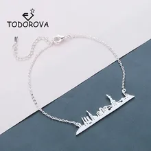 Todorova Skyline Нью-Йорк, мужские браслеты из нержавеющей стали, ювелирные изделия из розового золота, США, городской пейзаж, женский браслет ручной работы