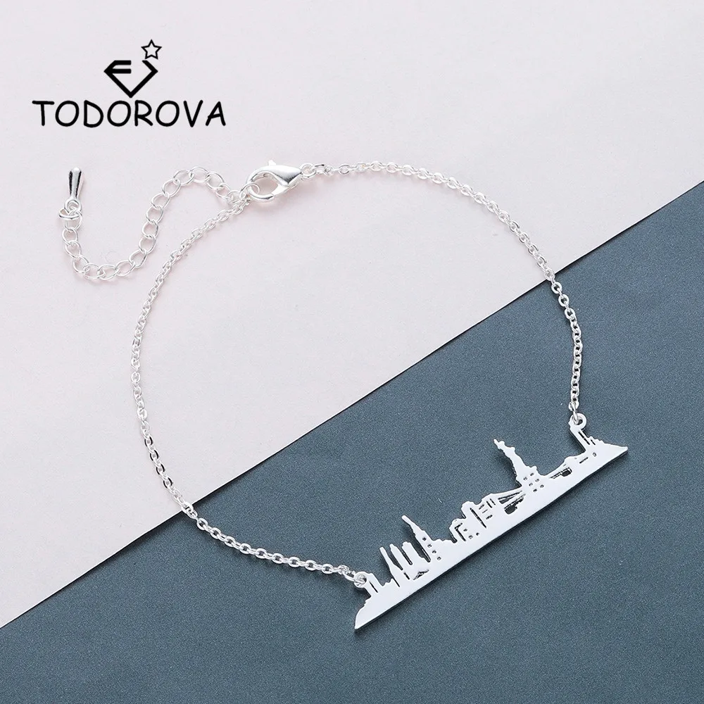 

Todorova Skyline New York City Men Bracelets Stainless Steel Jewelry Rose Gold USA Cityscape Women Bracelet Handmade