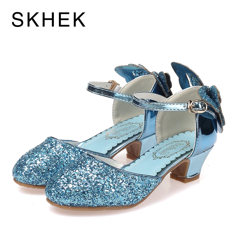 Blue SKHEK/детская обувь; брендовые летние сандалии принцессы с бантом для девочек; детские сандалии для девочек; модельные туфли с закрытым носком; цвет синий, розовый, whiteB511-2 - Цвет: Blue