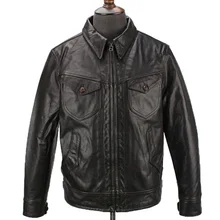 Бренд коровья кожа, мужская натуральная кожа, курточка, модная мужская Тонкая куртка в японском стиле, качество