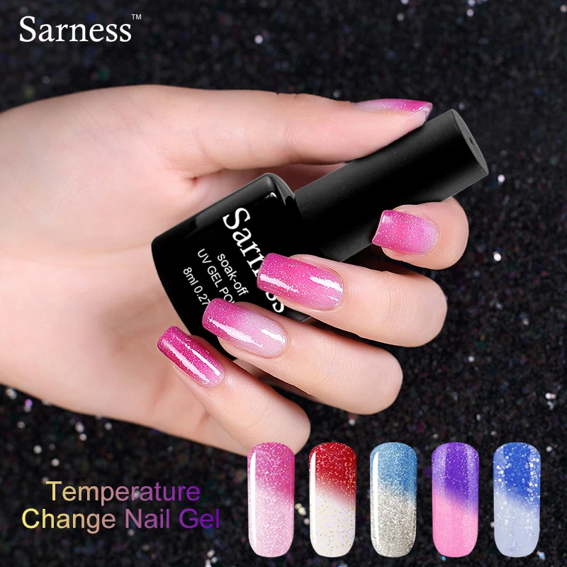 

Sarness UV Gel Nail Polish Chameleon for Gel Nail Art Soak Off Nails Lacquer Semi Permanent Temperature Change Color Gel Varnish