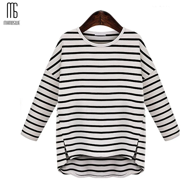 

Raglan Sleeve Spring Fall Women Long Sleeve Striped Oversized T Shirts Loose Type Female Fashionable Tops 2019