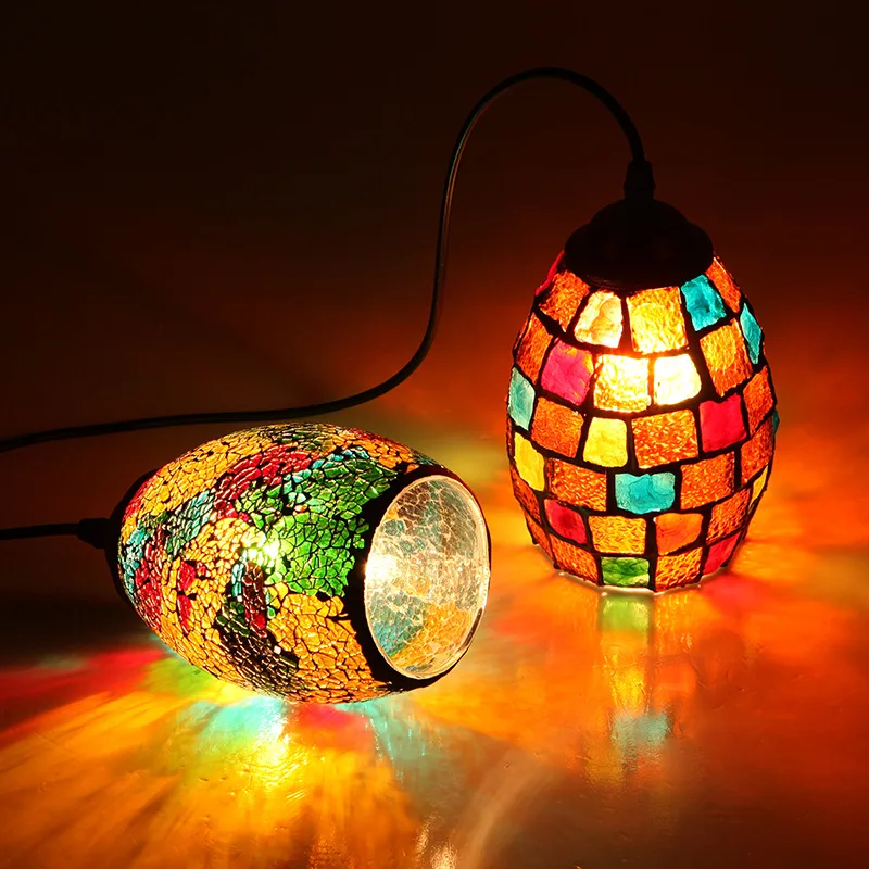 Марокканская Подвесная лампа для бара, ресторана, кухни, столовой, Турецкая мозаичная лампа, винтажный Лофт декор, стеклянный абажур, Подвесная лампа