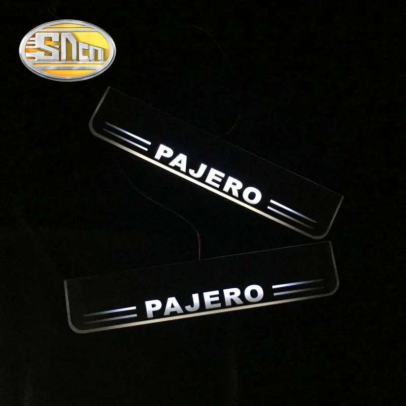

SNCN 4PCS Acrylic Moving LED Welcome Pedal Car Scuff Plate Pedal Door Sill Pathway Light For Mitsubishi Pajero 2015 2016 2017