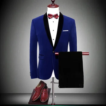 

Men Suits 2019 Wedding Suits For Men Shawl Collar Slim Fit Formal Dress Suits Mens Royal Blue Red Tuxedo Jacket with pant 86700