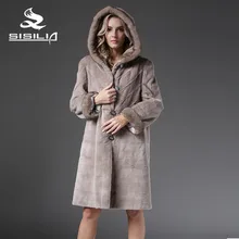 SISILIA 2016 New Winter Womens’ Warm Fashion Fur Parkas China Mink Fur Coat With Mink Fur Hood Fur Coat Factory Direct Sales