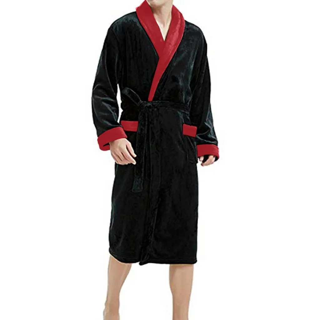 Мужские зимние плюшевые размеры 5XL удлиненное термобелье шаль халат Домашняя одежда с длинными рукавами пэчворк длинный рукав накидка халат D