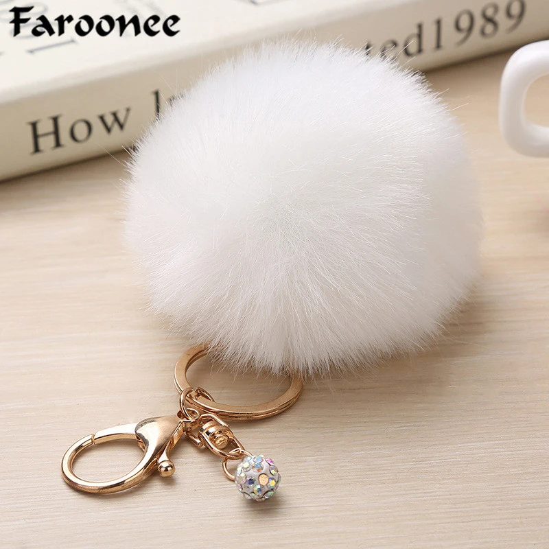 Silver Metal Buckle Key Chain Faux Rabbit Ball Pendant Bag NICA Silver Metal Buckle Key Chain Faux Rabbit Ball Pendant Bag NICA