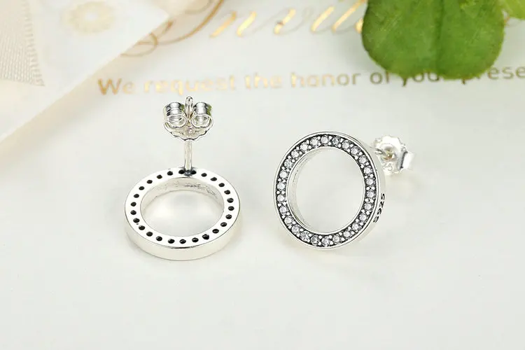 jewelry stores WOSTU Forever Circle Stud Earrings 100% 925 Sterling Silver Original Drop Shape Hoop Earrings For Women Lady Fine Jewelry Gift bracelet for men