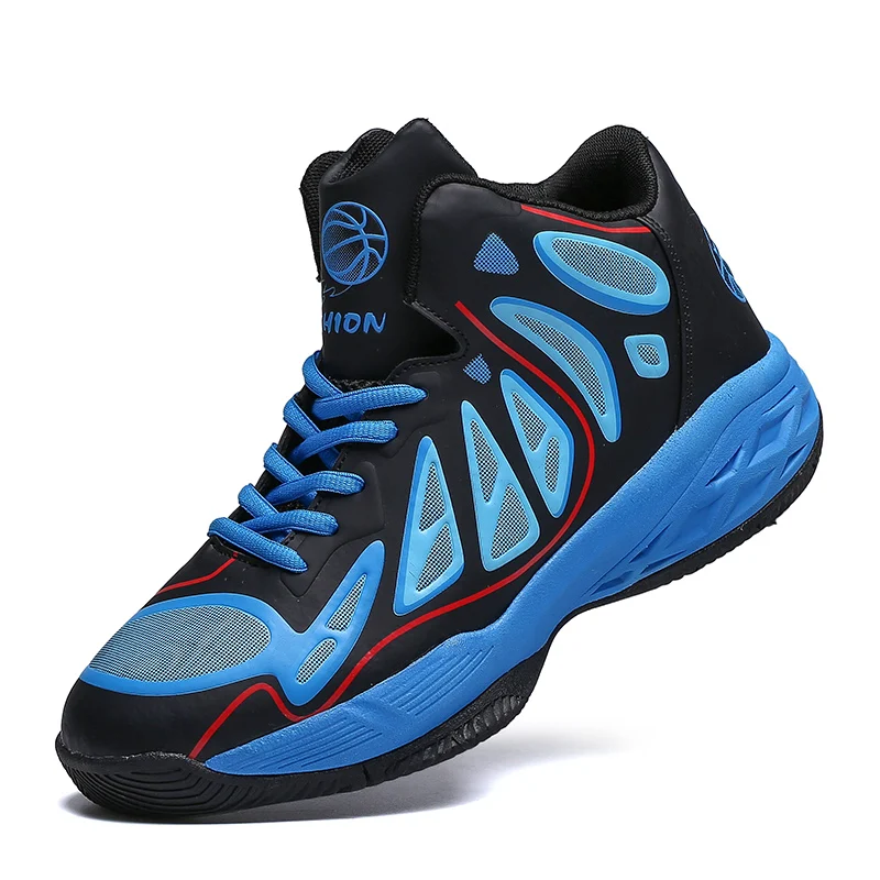 

New Comfortable Men's Basketball Shoes Rubber Designer Sneakers Men Lace Up Blue Top Sport Trainers Wearable Athletic Sneakers