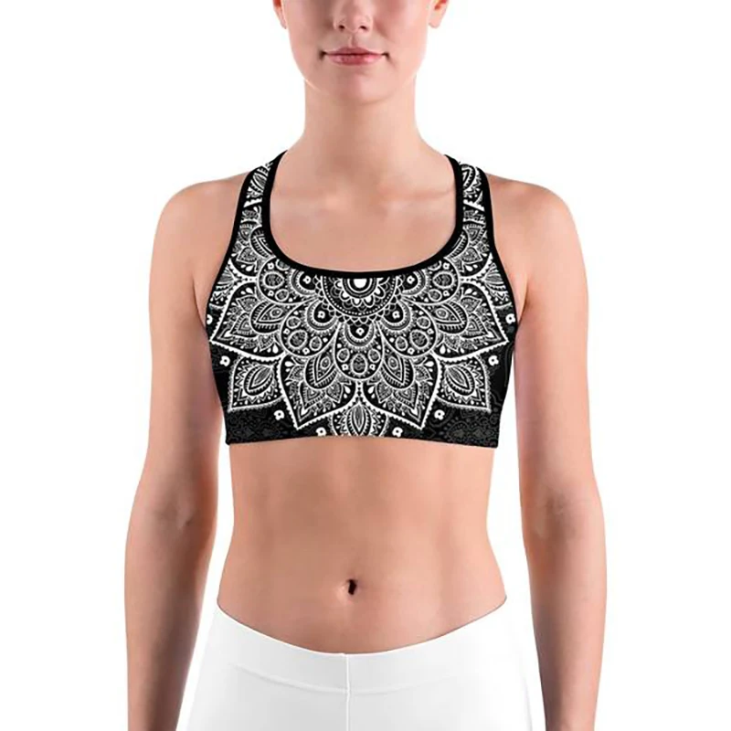 LI-FI Mandala Print Sports Bra High Stretch Breathable Top Fitness Women Padded for Running Yoga Gym Seamless Crop Bra Sport Bra - Цвет: SY5B