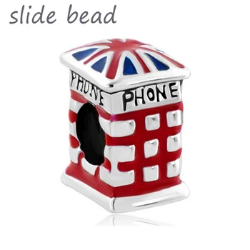 

Slide beads Classic British flag house charm beads fit authentic pandora bracelets jewelry making diy valentines gifts