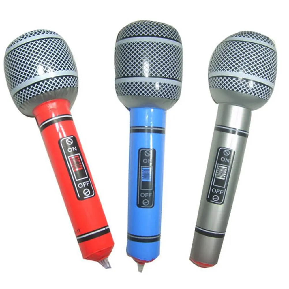 Blow up Inflatable Plastic Microphone 30/40CM Party Favor Kids Toy Gift Random Color 6pcs
