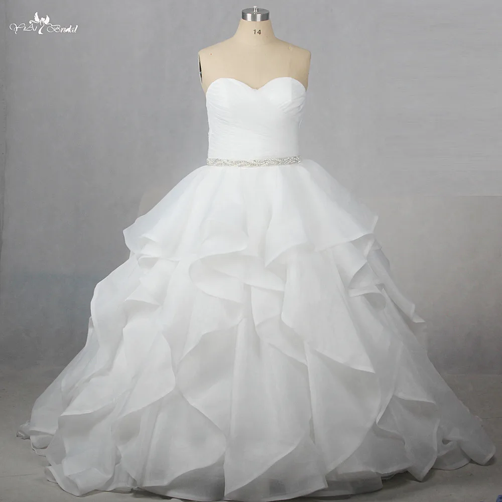Rsw1342 реальные фотографии yiaibridal плиссированные корсет Кристалл ремень индивидуальный заказ органзы Длинные оборками платье плюс Размеры свадебное платье