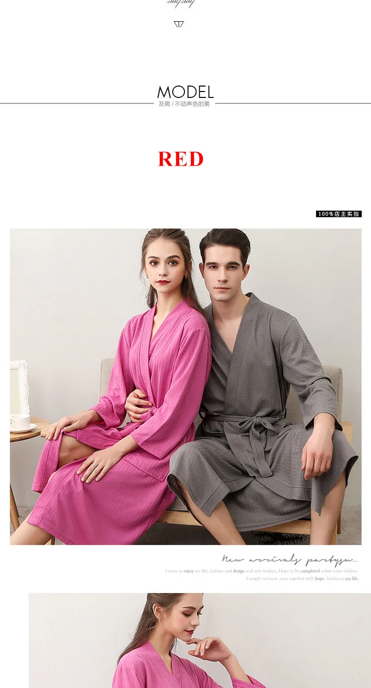 Lovers Summer Waffle Bathrobes Men Women Suck Water Kimono Nightgowns Plus Size Spa Bath Robe 3XL