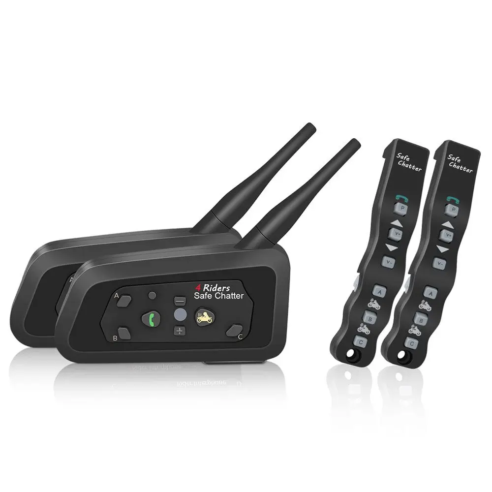 2 pcs Lexin A4 Motorcycle Bluetooth Helmet Intercom Headset for 4 Riders Interphone support Remote Control