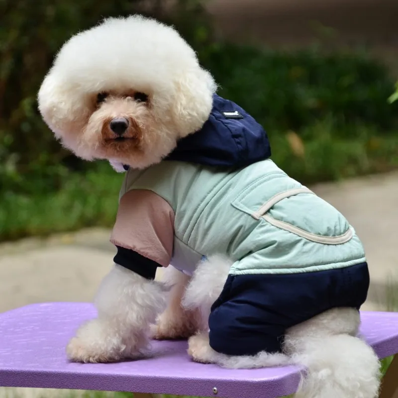 Толстые теплые собака плащ Одежда для собак Костюмы одежда зимняя одежда Светоотражающие щенок Куртка из искусственной кожи PU собак куртка