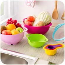 Multi-Function Rainbow Kitchenware Eight Pcs Salad Bowl Diy Baking Tools Combination Measuring Cup Rainbow Bowl Set Kitchen Tool