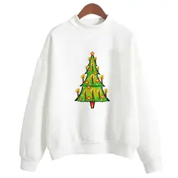 Для женщин рождественским принтом с длинным рукавом Дамы пуловер Футболка Sweatershirt Bluza Damska Moletom Feminino Sudadera Para Mujer Z1