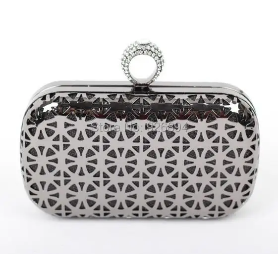 

Luxury diamond ring hollow metal mosaic fashion good quality ladies handbag clutch evening bag mini chain shoulder bag 3 colors