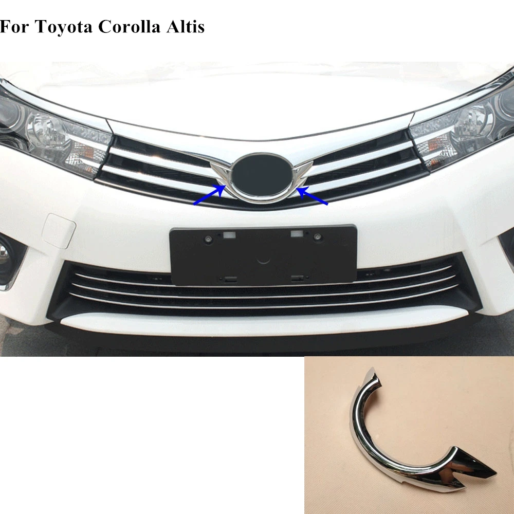 Cubierta embellecedora para coche Toyota Corolla Altis 2014 2015 2016, detector de embellecedor, accesorios, logo de marca frontal, rejilla, capó, 1 pieza|Estilo cromado| - AliExpress
