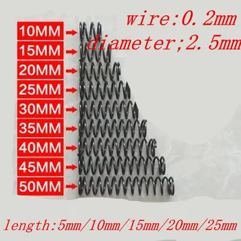 

50pcs 0.2mm OD=2.5mm length 5mm to 30mm Small spot spring wire micro spring compression spring pressure spring