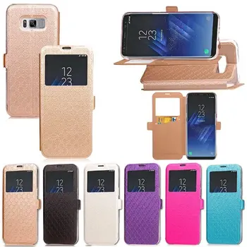 

100pcs/lot New Flip cover diamond shape Leather case with stand for Samsung Galaxy S8 G950 / S8 Plus G955