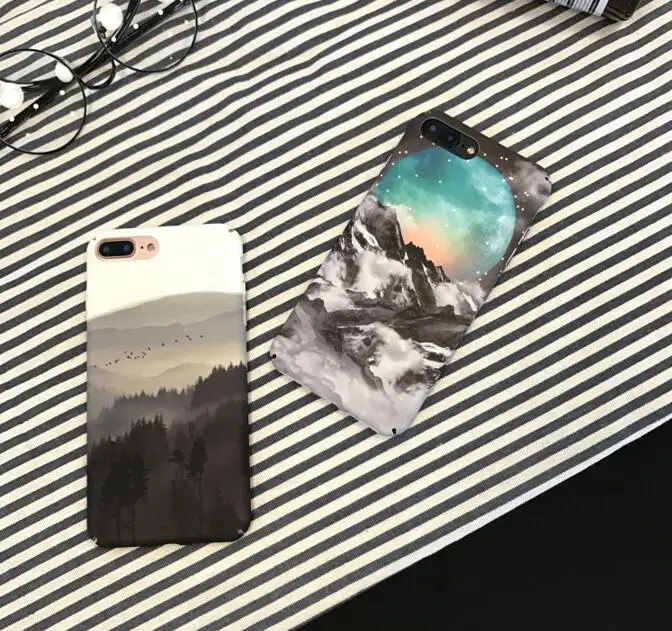 Fundas Coque для Iphone 6 S plus, 7, 7 plus, 6s 6 plus, 8, 8 plus, X Новое поступление природа пейзаж горы Луна рc Жесткий Чехол для мобильного телефона