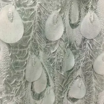 

French Net Lace Fabric 2019 Latest African Lace Fabric With Feather tassel Tulle Lace Fabric High quality Nigerian Lace HG17