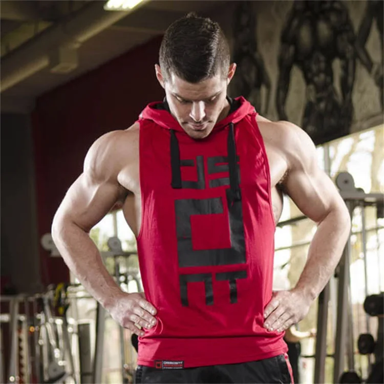 Mens Cotton Hoodie Sweatshirts fitness clothes bodybuilding tank top men Sleeveless Trend Tees Shirt Casual vest