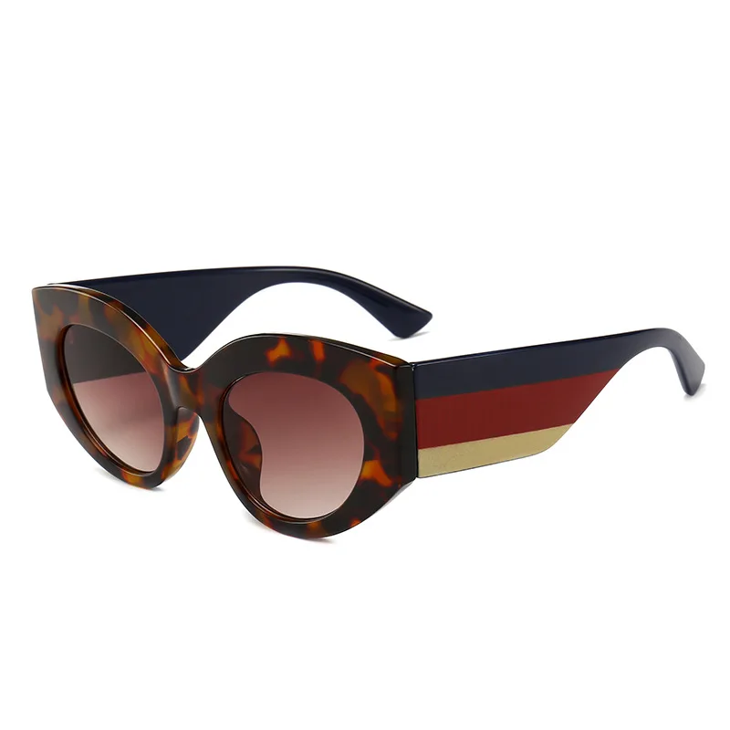 Sella Европейский стиль новые модные женские туфли Cateye Солнцезащитные очки для женщин тройной цвет в полоску широкие ножки Защита от солнца очк - Цвет линз: C5Leopard