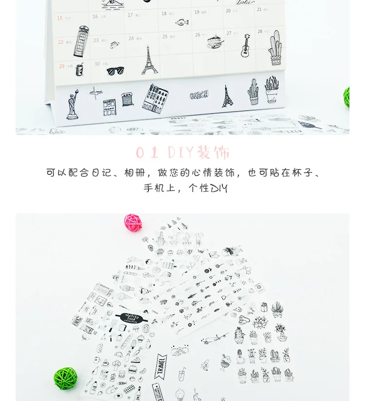 Adesivos em Preto e Branco Conjuntos Plantndiary Planejador Kawaii Papelaria Adesivos Decorativos Mobile Scrapbooking Faça Você Mesmo Artesanato 20 3 Conjuntos 20 plantnDiary Planejador Kawaii Papelaria Adesivos
