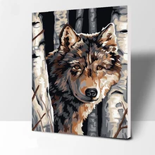 Волк номер Картина маслом настенные картины для гостиной холст животное Цифровая живопись и рисунки без рамки украшения